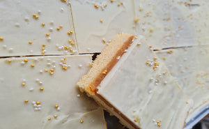 White Chocolate Caramel Sprinkle Traybake