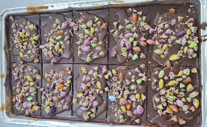 Caramel Shortbread Crushed Smartie Top Traybake